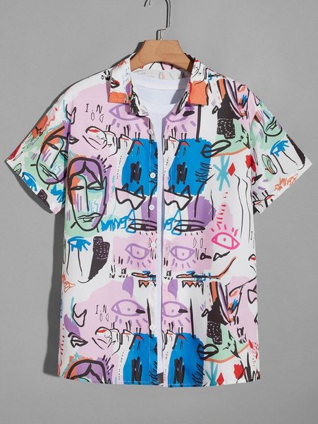 

men abstract figure graphic shirt without tee a9z9#, White;black