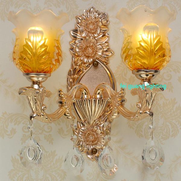 

european style wall lamp crystal double bedroom bedside villa living room backdrop lights el decoration lamps