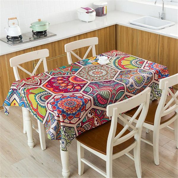 

table cloth linen waterproof tablecloths boho background geometry printed covers home decor