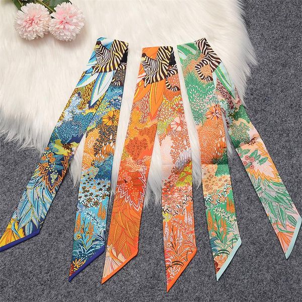 

scarves natural silk scarf for women 2021, fashion hair band, women's bag accessories, neck neckerchief and shawl, Blue;gray