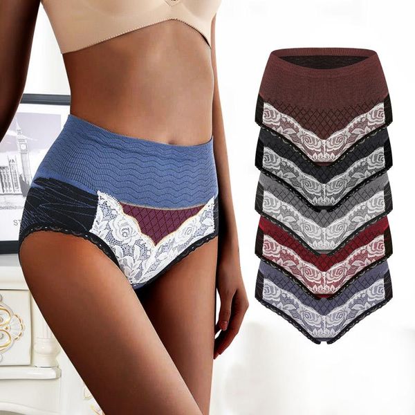 

women's panties lace high-waist transparent mesh cotton underpants, Black;pink