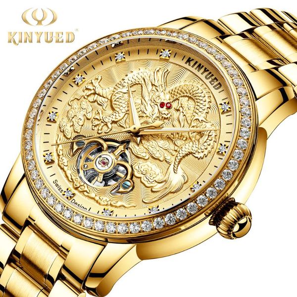 

wristwatches relogio masculino kinyued men watch mechanical gold fashion waterproof automatic watches sports stainless steel clock male 2021, Slivery;brown