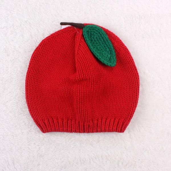

beanies winter cute baby hat 3d apple shape ear knitted kids hats warm infant bonnet lovely children red green caps