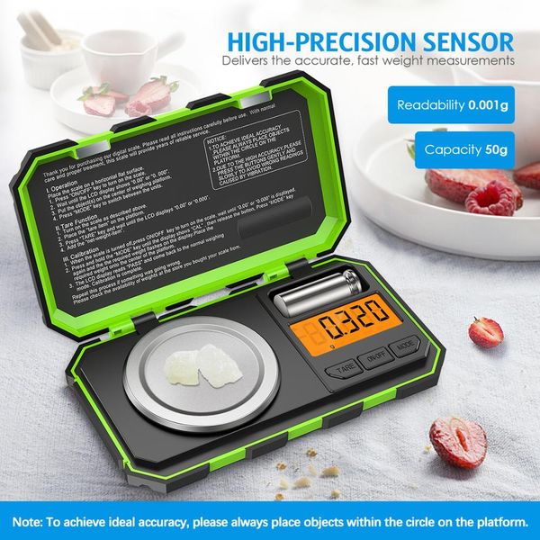 

0.001g 50g mini digital scale milligram scale portable jewelry scale baking kitchen carat with 50g calibration