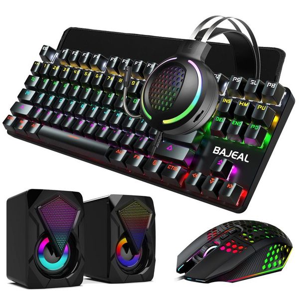 

keyboard mouse combos mechanical and 7.1 usb headset pad speaker five-piece set combo kit pc gamer for computer