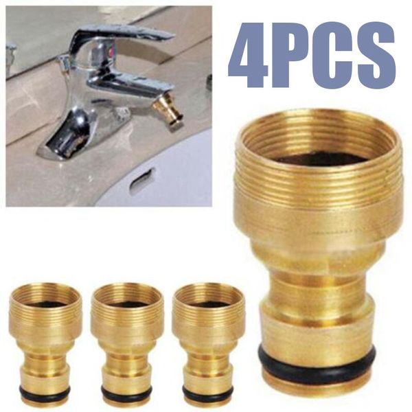 

watering equipments 4pc brass-hose tap connector 3/4inch threaded garden water pipe adaptor fittings for kitchen balcony bathroom basin fauc