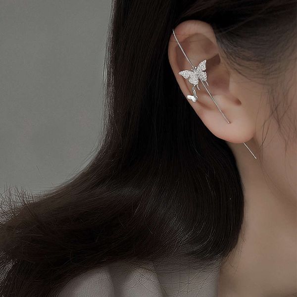 

ning liumang star auricle earrings exaggerated surrounding zircon butterfly tassel earrings