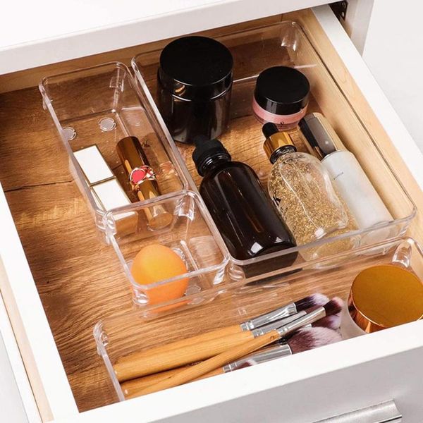 

storage boxes & bins 13pcs transparent independent drawer box rubber feet cosmetic organizer jewelry hairbrushes