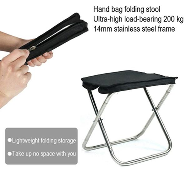 

ultra light outdoor stainless steel clutch folding small stool portable chair camping fishing accessories