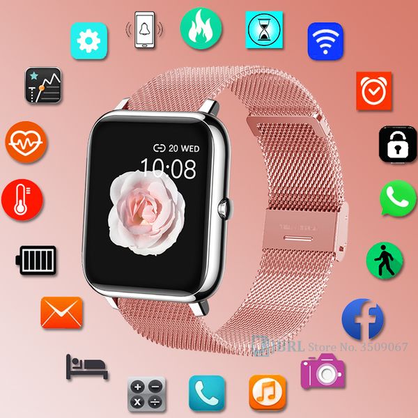 

full touch smart watch men women smartwatch for android ios fitness tracker electronics smart clock sport waterproof smart watchg, Slivery;brown