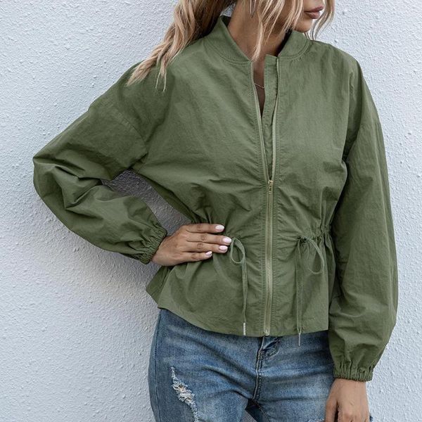 

women's jackets women solid color slim stand-up collar windproof long sleeve short jacket coat female outwear, Black;brown