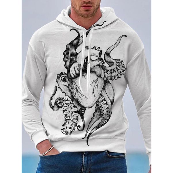 

monster print men's 3d printed hoodie visual impact party punk gothic round neck american sweatshirt hoodie, Black