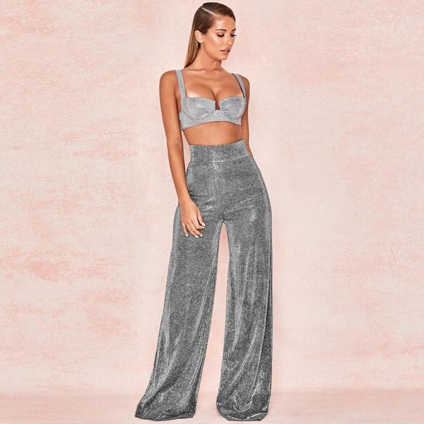 

women's pants & capris 2021 high waist wide leg women autumn solid trousers streetwear casual zipper loose, Black;white