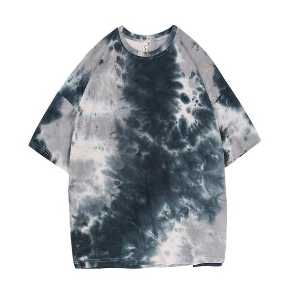 

summer fashion women t shirt tie-dye harajuku loose short sleeve round neck couple tees women's t-shirt, White