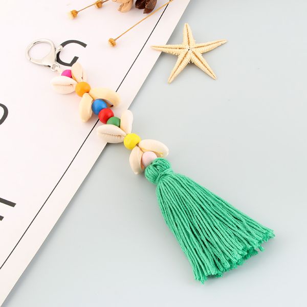 

summer shell fringed tassel key chain bag pendants boho keyring for women trinket jewelry, Silver