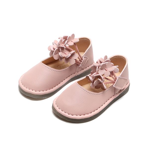 

kids leather shoes spring new solid color floral flat girls sneakers cute dot bow children girls princess single shoes smg073, Black;red
