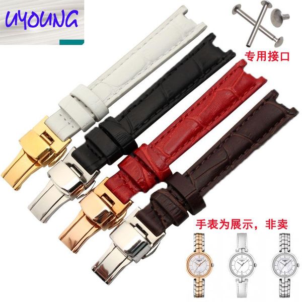 

watch bands red black blue white crocodile embossed leather watchband fit t094.210 series band 12*10m flamenco butterfly, Black;brown