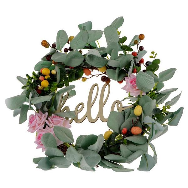 

decorative objects & figurines 1pc simulation eucalyptus garland pendant egg design door wreath festive hanging for easter