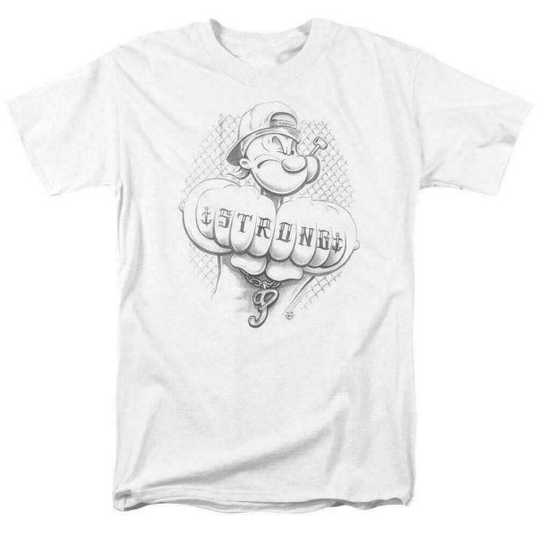 

popeye strong t shirt licensed comic cartoon tee white, White;black