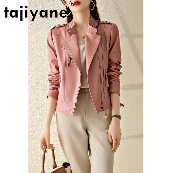 

women's leather & faux for jacket biker women spring 2021 real sheepskin coat female korean fashion jackets veste femme pph4959, Black