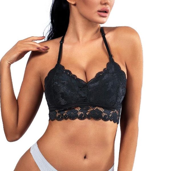

bras halter lace for women underwired hollow out bra bralette womens underwear delicate embroidery lingerie brassiere, Red;black