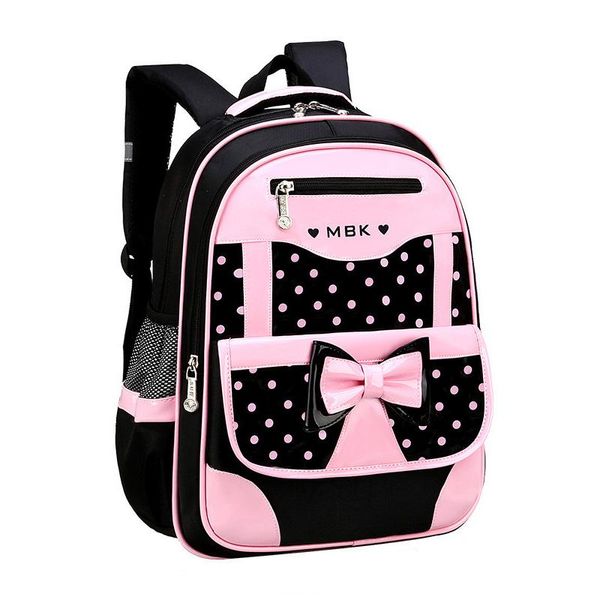 

school bags 6-12 year old child's bag / set for girl cute black pink bow backpack starting kawaii bookbag