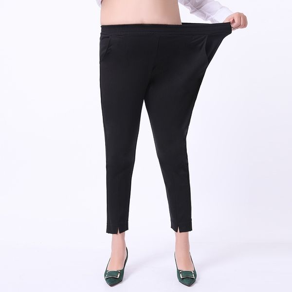 4xL-9XL плюс размер пружины и осень повседневные гарема брюки женщины высокая талия черные упругие леггинсы качества 210527