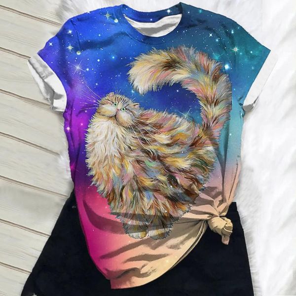 

women's t-shirt t shirt female clothes women short sleeve 3d animal printed o-neck tee summer 2021 haut femme, White