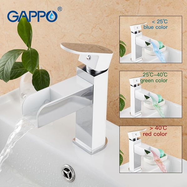 

bathroom sink faucets gappo led basin faucet waterfall taps colors change with temperature mixer brass cold water tap