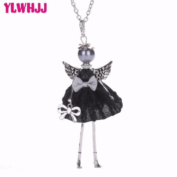 

cute black dress long chain doll necklaces & pendant brand girl fairy metal maxi fashion style necklace jewelry, Silver