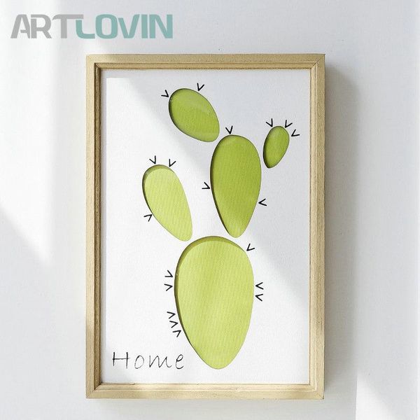 

frames and mouldings japanese style cactus painting picture frame for home wall decor modern simple desgin summer tropical plant with led li