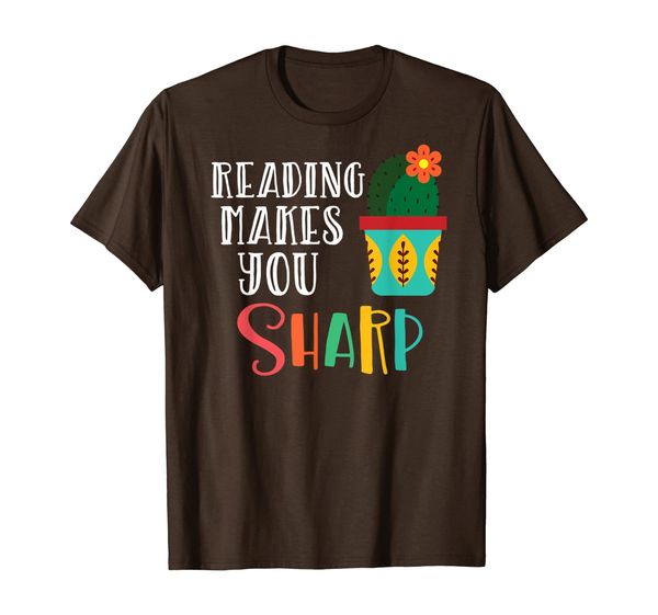 

Reading Makes You Sharp Cute Cactus Teacher Bookish Book T-Shirt, Mainly pictures