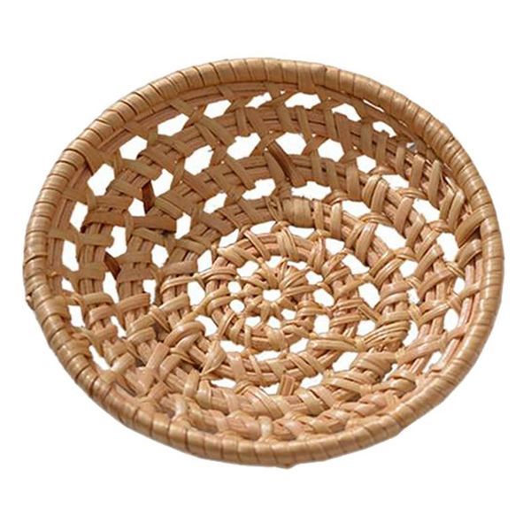 

storage baskets round hand woven basket rattan bread fruit serving for home kitchen sundries organizer