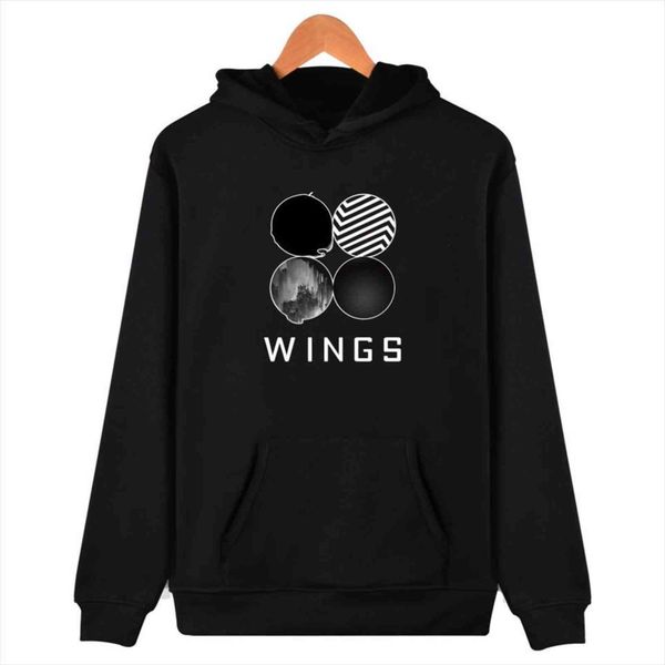 

bangtan boys 2th album wings womens sweatshirt men fashion young forever jacket coat kpop clothes moletom feminino, Black