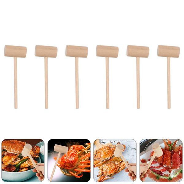 

set 25 pcs mini seafood hammers wood crab mallets cake (log color) hand tools