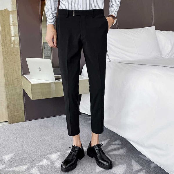 

spring summer casual men's pants business dress pants office social trousers wedding suit pants streetwear pantalon homme 210527, White;black