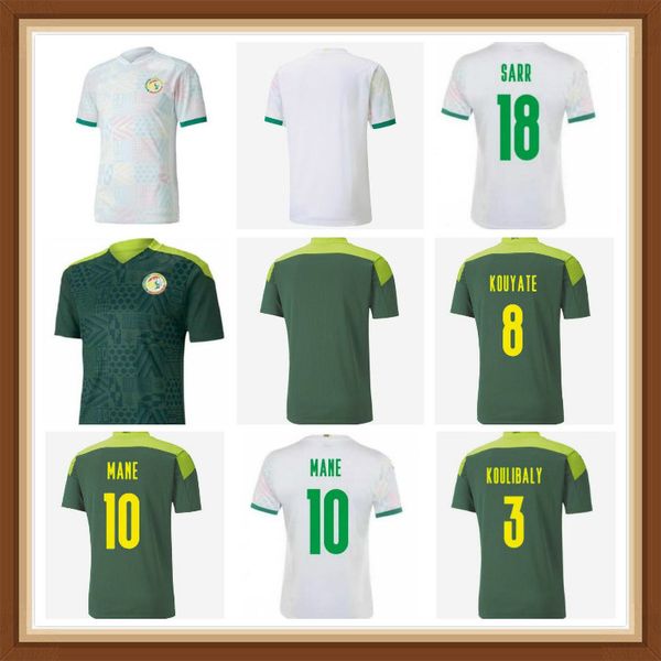 

2022 senegal soccer jerseys 2021 home away national football mane koulibaly gueye kouyate sarr homme maillot de foot men uniforms, Black;yellow