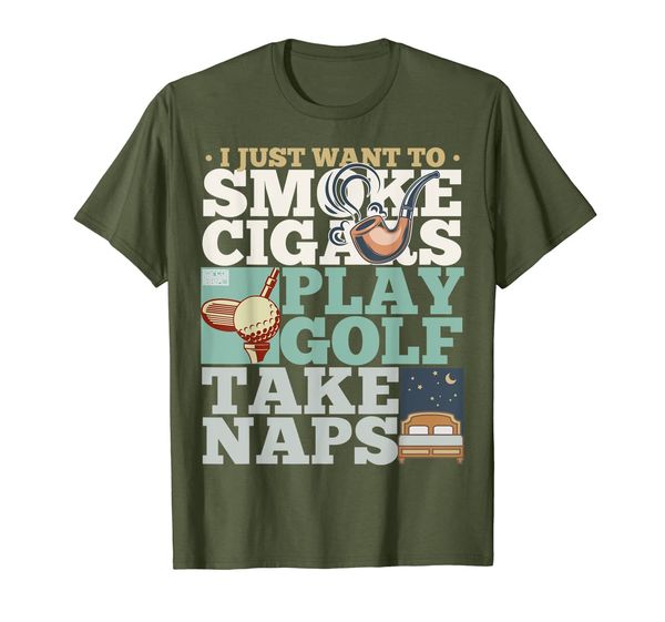 

cool smoke cigars cigar play golf sport take naps nap saying t-shirt, White;black