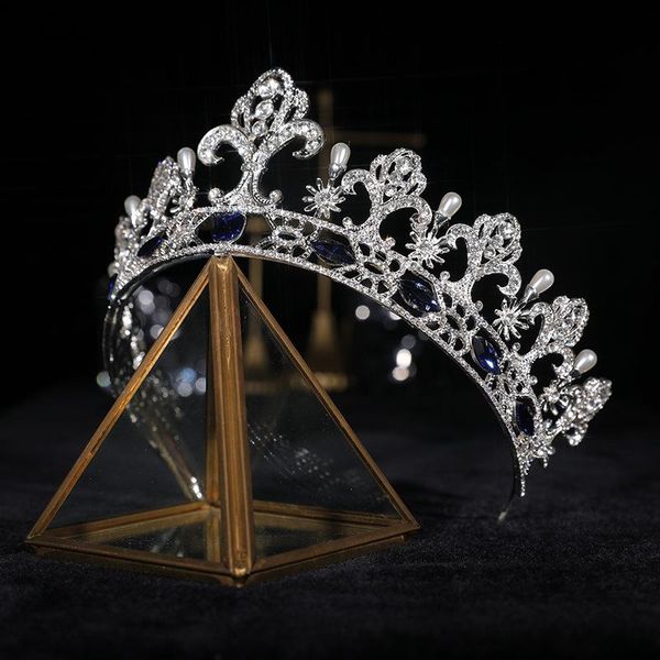 

hair clips & barrettes luxury wedding crown women bridal crystal tiaras bride party crowns rhinestones accessories pearl jewelry headpiece, Golden;silver