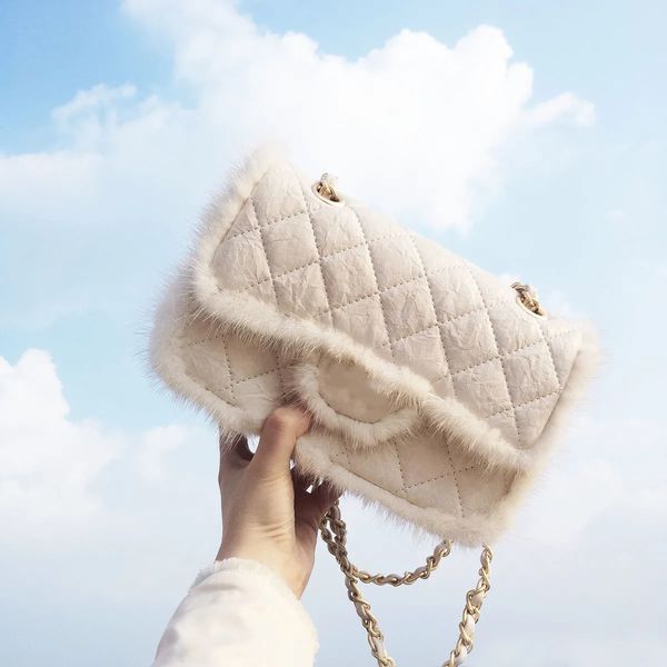 

winter new women fur mink bag hair small fragrance chain lamb plush
