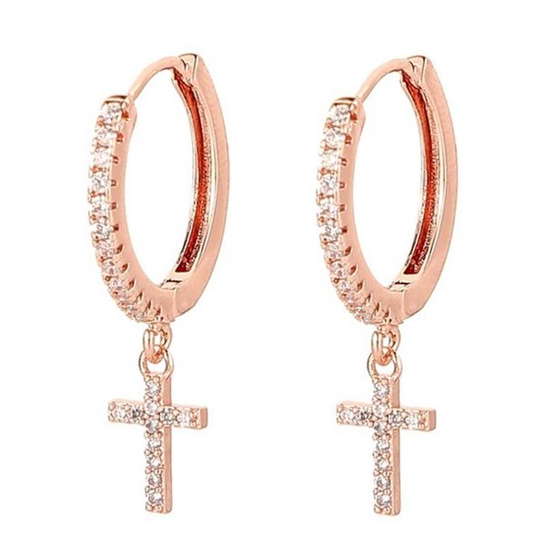 

dangle & chandelier earrings zircon hoop trendy jewelry cute crystal copper cross creative for women wedding gift axyd, Silver