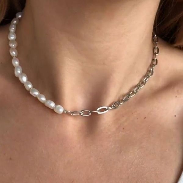 

chokers beaded choker pearl necklace for women elegant wedding girl female collar gold chains bead fashion jewelry, Golden;silver