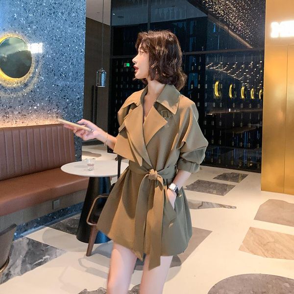 

women's wool & blends windbreaker middle and long small men's autumn clothes in 2021, thin textured coats are this, Black