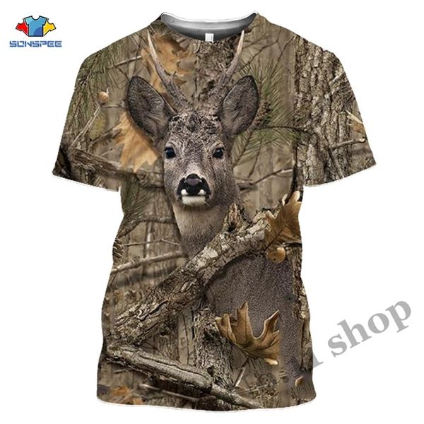 Sonspee Camo Caccia Animali Animali selvatici T-shirt 3D T-shirt Estate Casual T-shirt Moda Streetwear Donna Pullover Manica corta Manica corta 210329