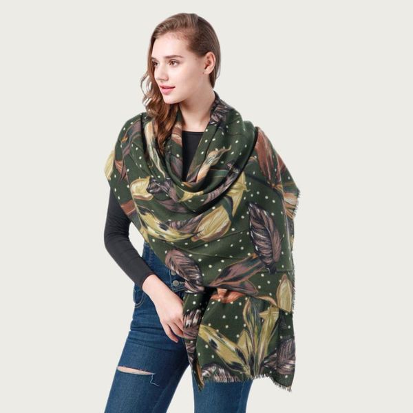 

scarves bright leaves women head scarf large cotton soft shawl elegant blanket wrap 2021 [6810], Blue;gray