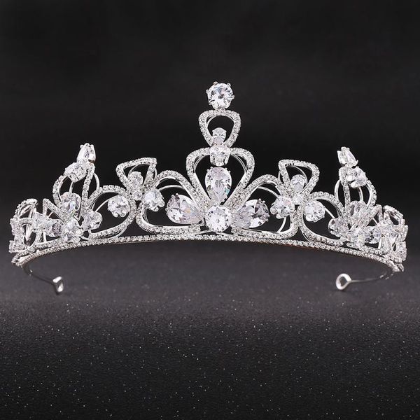 

hair clips & barrettes myfeivo wedding crown baroque water drop zircon floral bride tiaras rhinestone bridal headdress jewelry hq0275, Golden;silver