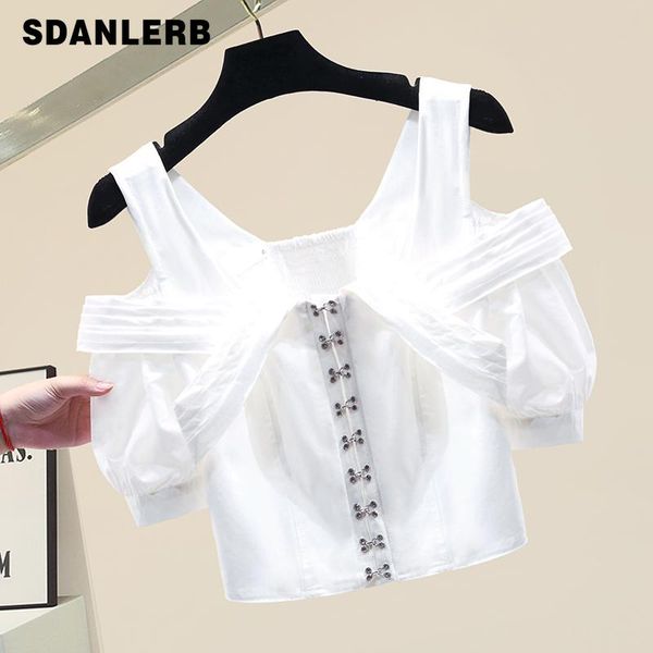 

women's t-shirt short off-shoulder sleeve shirt 2021 summer thin white ladies women vintage clothes pullover