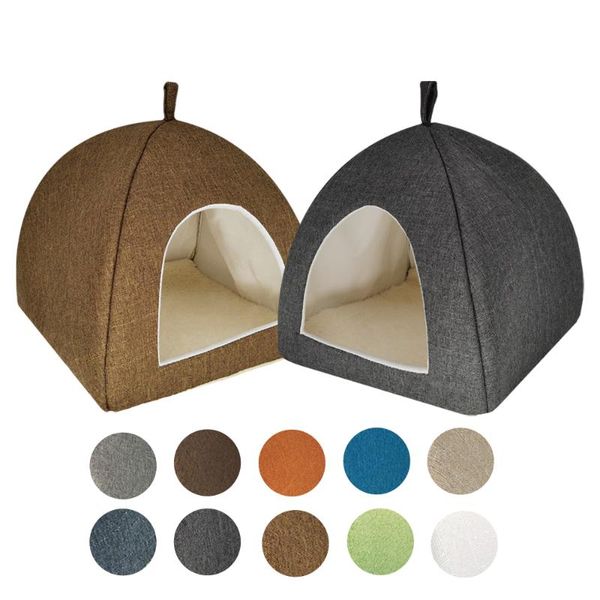 

drop foldable 2-in-1 cat bed indoor kitten tent house warm for small pet pad dog nest cave sleeping cozy plush mat beds & furniture