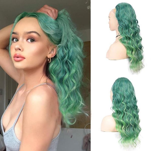 

synthetic wigs wavy drawstring ponytail long clip in for women curly hair pieces cosplay, Black