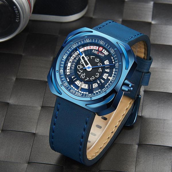 

wristwatches kademan creative military sport mens waterproof watches calendar leather male clock quartz wrist relogio masculino, Slivery;brown